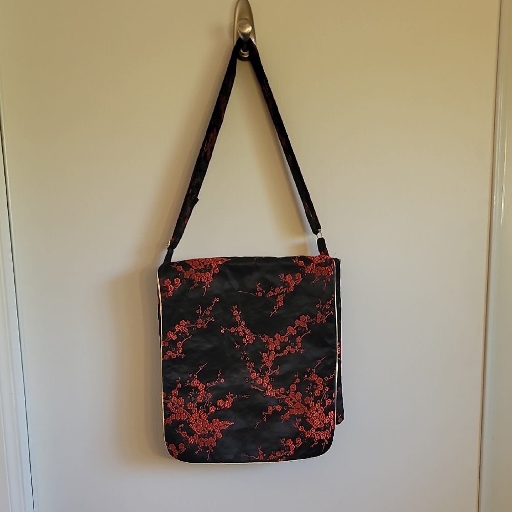 Floral Black and Red Men's Bag